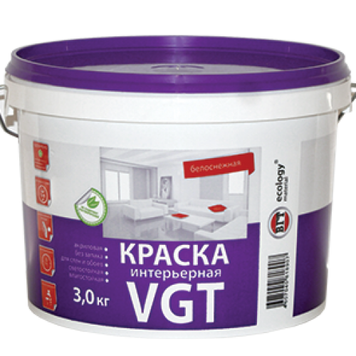 Краска для стен и потолков акриловая ВД-АК-2180 VGT белоснежная 7кг