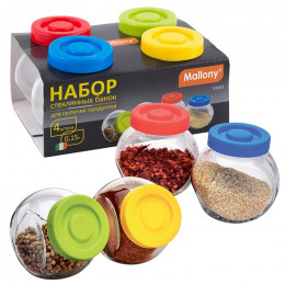 Банка для сыпучих продуктов стекло с пластик.крышкой Vaso Mallony 0,15л 4шт