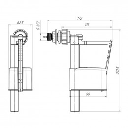 Клапан заливной боковой подвод 1/2" WC5050 АНИ Пласт