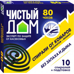 Спирали от комаров  б/запаха Чистый дом зеленые 10шт