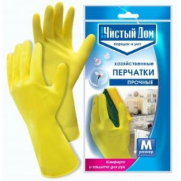 Перчатки хоз. латексные прочные Чистый дом М