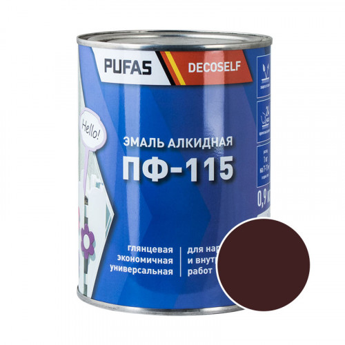 Эмаль ПФ-115 Decoself Pufas коричневая 0,9кг